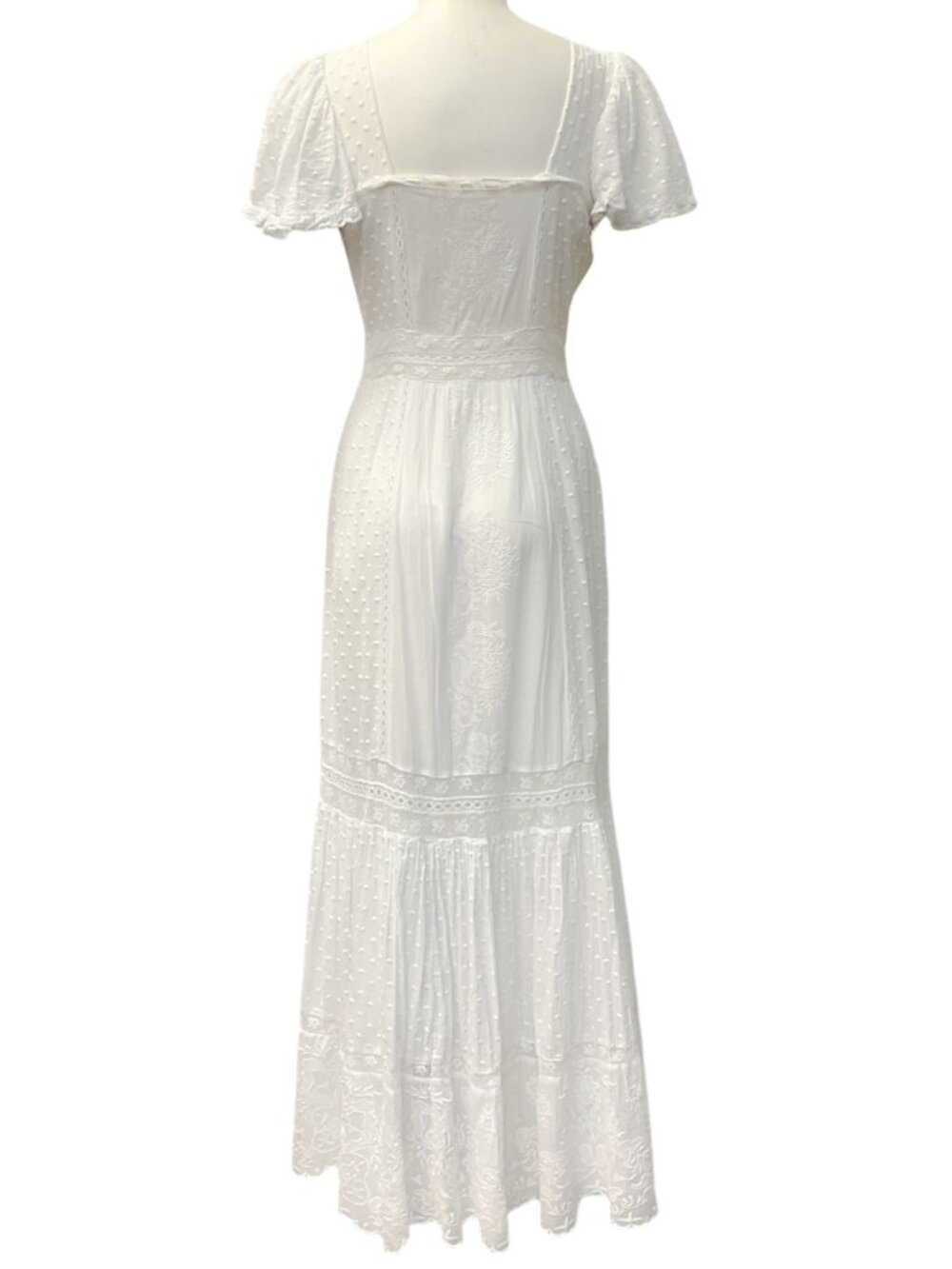 Love Shack Fancy White Cotton Flutter Sleeve Norma Maxi Dress - Picture 3 of 4
